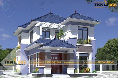 Mẫu nhà 2 tầng 100m2 dáng chữ L 5