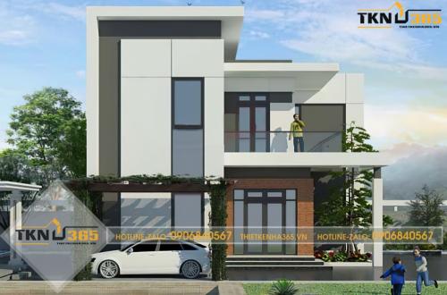 Mẫu nhà 2 tầng 100m2 dáng chữ L 17