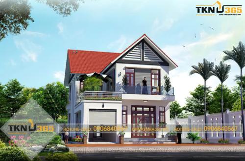 Mẫu nhà 2 tầng 100m2 dáng chữ L 19