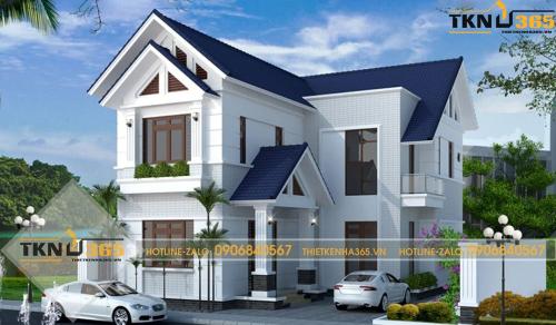 Mẫu nhà 2 tầng 100m2 dáng chữ L 22