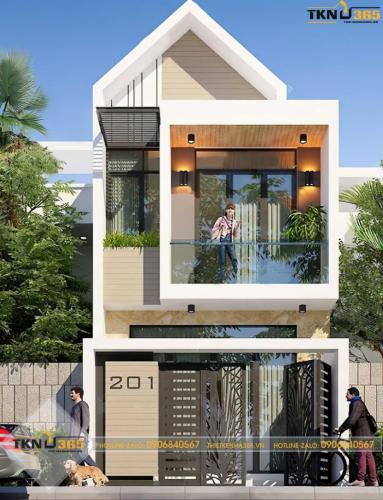 Kết hợp những hình khối khác nhau trong kiến trúc nhà 4x12 lệch tầng cũng là một ý tưởng hay