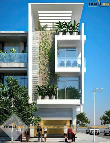 Mẫu nhà lệch tầng diện tích 4x12  với cây xanh ngập tràn ban công