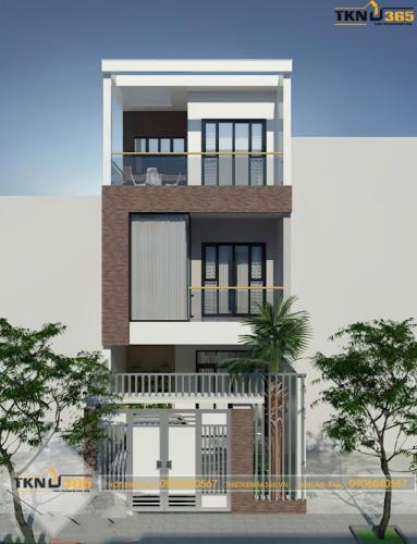 Mẫu nhà lệch tầng 4×12 sử dụng các gam màu trung tính, hài hòa