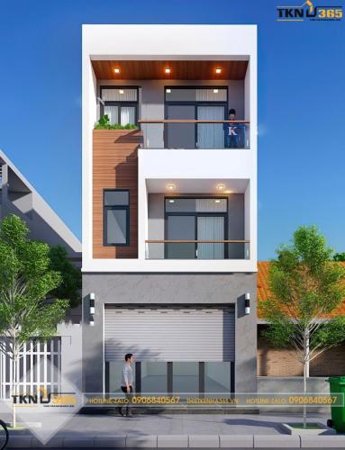 Mẫu nhà lệch tầng diện tích 4x12  cửa cuốn kết hợp cửa kính tiện dụng