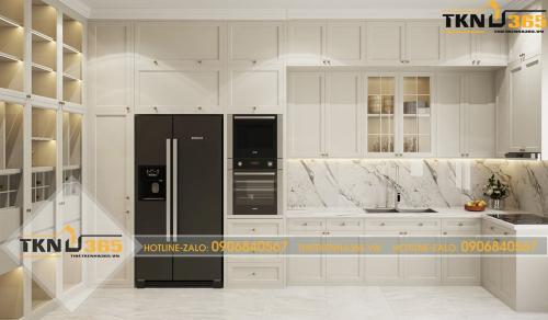 Phòng bếp tân cổ điển với tủ bếp  hình chữ L