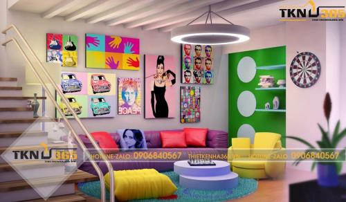 Phòng khách tươi mới rực rỡ với phong cách Pop Art