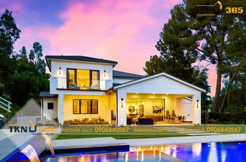 Nhà mặt tiền 10m sâu 8m có sân vườn rộng kết hợp hồ bơi