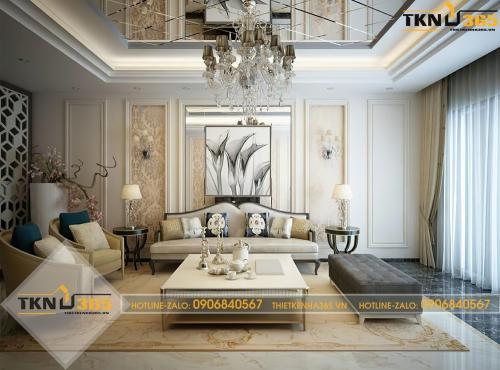 Phòng khách vừa mang nét hiện đại vừa có nét cổ điển