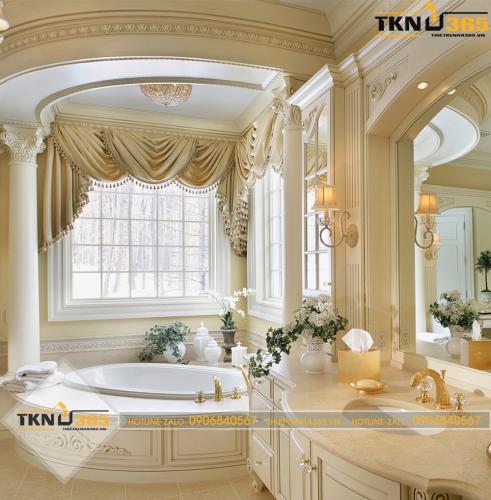 Phòng tắm cổ điển cực sang trọng với các họa tiết cầu kỳ